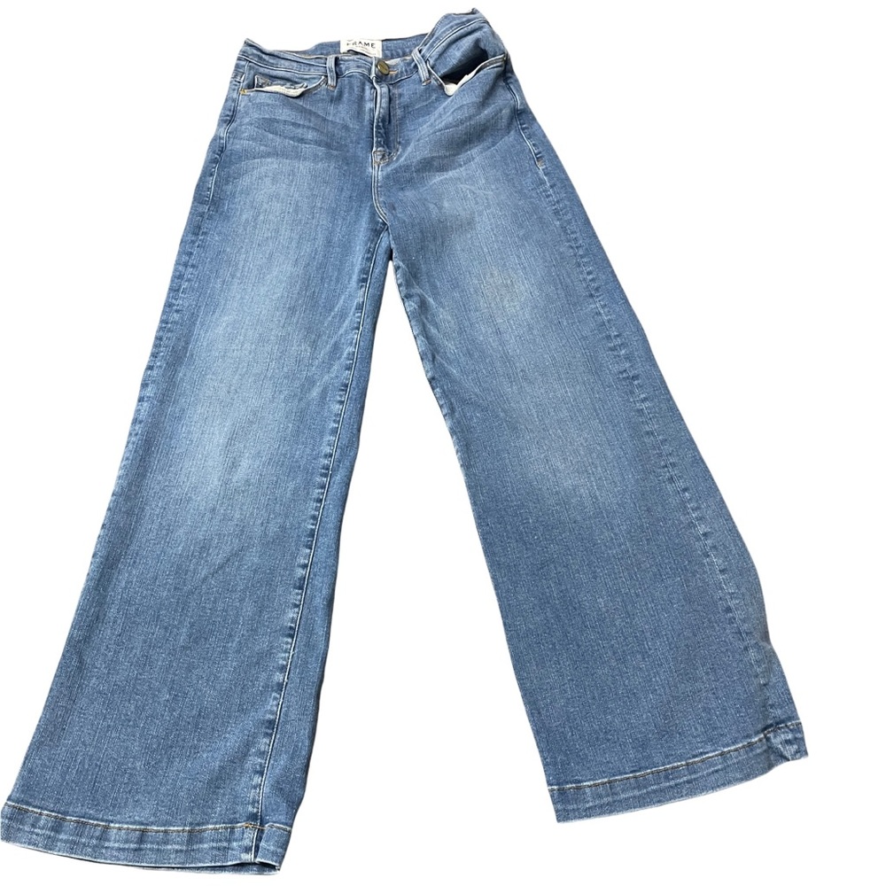 Frame Womens Midrise Lightwash Wide Leg Jeans Size 26
